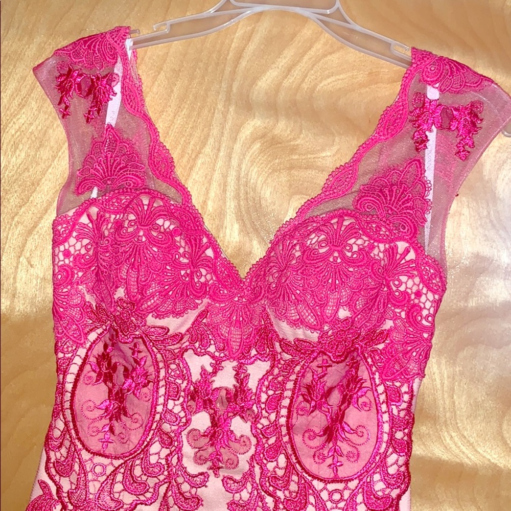 JVN Pink V Neck Lace Dress